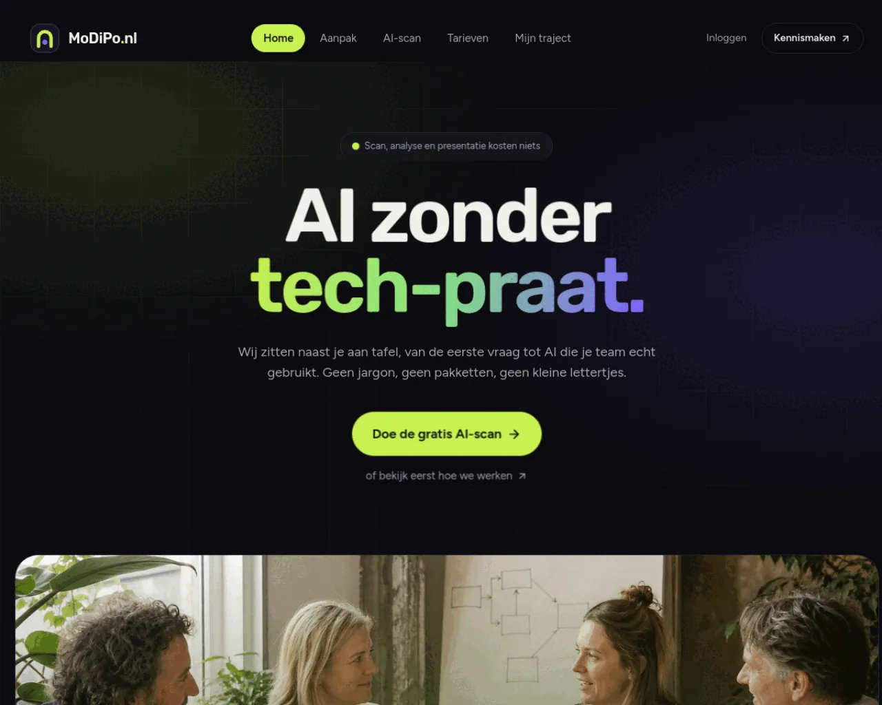 Website modipo.nl, gebouwd door Liddo